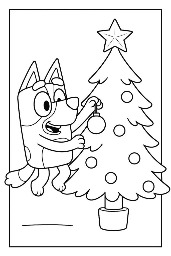 Bluey Decorating a Christmas Tree
